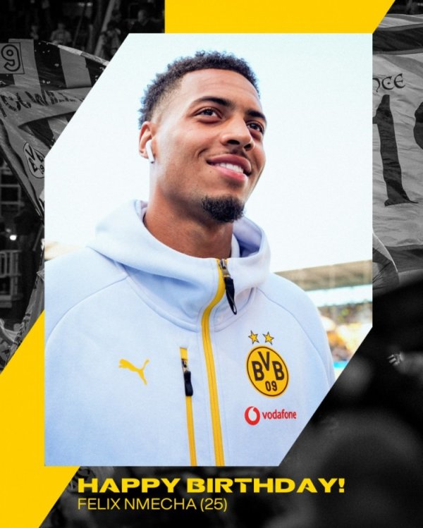 多特官方祝恩梅查25岁生日快乐，球员加盟以来出战79场10球