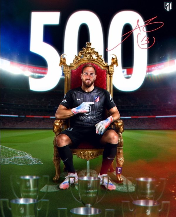 已是传奇！马竞晒海报纪念奥布拉克床单军团生涯500场里程碑